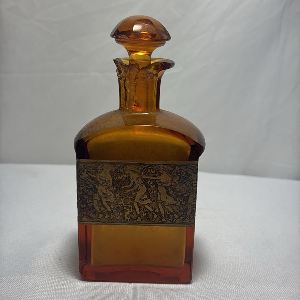 Moser Signed Art Nouveau Amber Glass Decorative Bottle - Picture 5 of 14